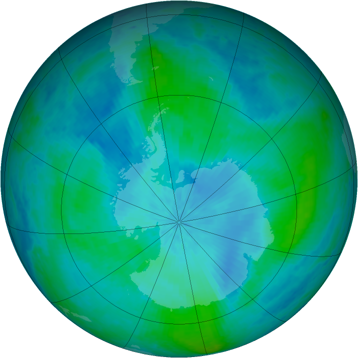 Antarctic ozone map for 14 February 2002